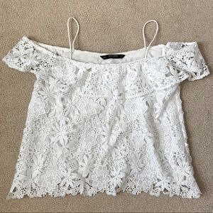 Zara Off Shoulder Top White Lace